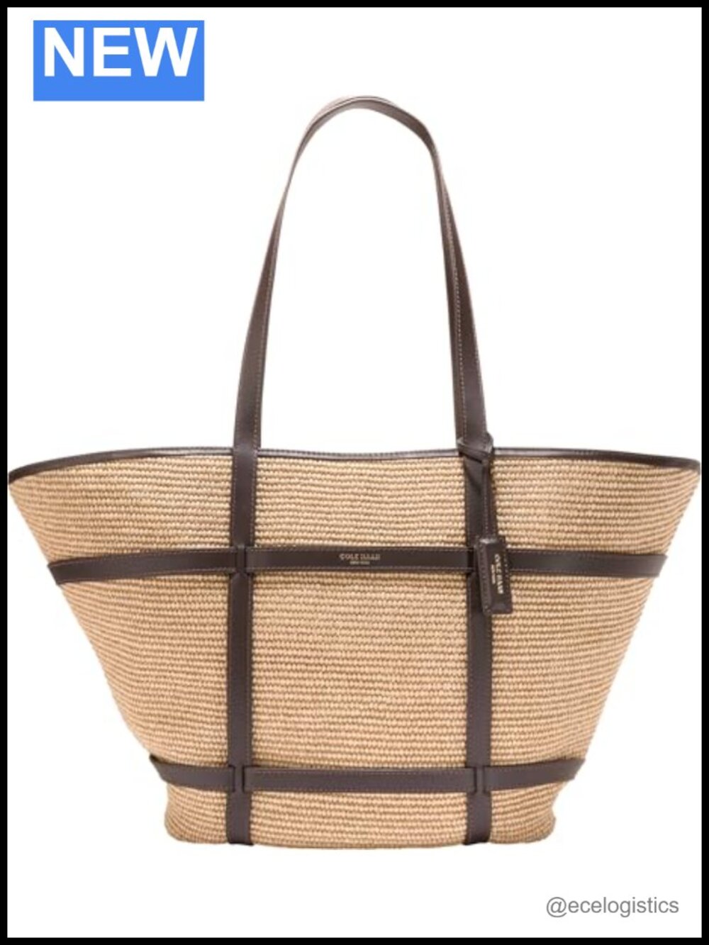 Women's Straw Leather Tote Bag with Removable Pouch, Laptop Compartment, Top